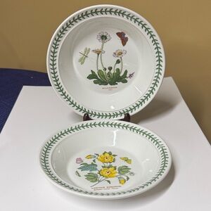 Portmeirion Bowls Botanic Garden 8.5” Soup Salad Pasta White Green Yellow